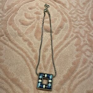 Brighton Cabana Blue Hues and White Stripes Pendant Necklace